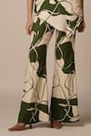 Advait_Green Rayon Twill Print Abstract Floral Round Neck Kaee Draped Top With Pant _Online_at_Aza_Fashions