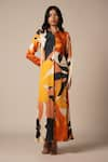 Buy_Advait_Yellow Ecovero Twill Print Abstract Collared Neck Luna Maxi Dress _at_Aza_Fashions