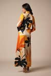 Shop_Advait_Yellow Ecovero Twill Print Abstract Collared Neck Luna Maxi Dress _at_Aza_Fashions