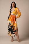 Buy_Advait_Yellow Ecovero Twill Print Abstract Plunge V Luna Resort Dress _at_Aza_Fashions