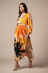 Buy_Advait_Yellow Ecovero Twill Print Abstract Plunge V Luna Resort Dress _Online_at_Aza_Fashions