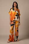 Buy_Advait_Yellow Ecovero Twill Print Abstract V Collar Luna Shirt With Pant _at_Aza_Fashions