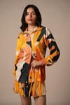 Buy_Advait_Yellow Rayon Twill Print Abstract Collared Neck Luna Shirt _at_Aza_Fashions