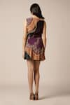 Shop_Advait_Purple Natural Crepe Print Abstract Geometric Asymmetric Neck River Short Dress _at_Aza_Fashions