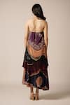 Shop_Advait_Purple Natural Crepe Print Abstract Geometric Halter Neck River Layered Dress _at_Aza_Fashions