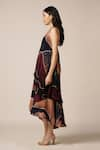 Advait_Purple Natural Crepe Print Abstract Geometric Halter Neck River Layered Dress _Online_at_Aza_Fashions