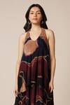 Buy_Advait_Purple Natural Crepe Print Abstract Geometric Halter Neck River Layered Dress _Online_at_Aza_Fashions