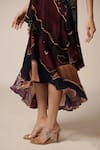 Shop_Advait_Purple Natural Crepe Print Abstract Geometric Halter Neck River Layered Dress _Online_at_Aza_Fashions