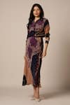 Buy_Advait_Purple Natural Crepe Print Abstract Geometric Collared River Shirt With Skirt _at_Aza_Fashions