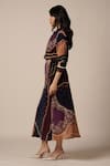 Advait_Purple Natural Crepe Print Abstract Geometric Collared River Shirt With Skirt _Online_at_Aza_Fashions