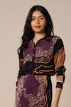 Buy_Advait_Purple Natural Crepe Print Abstract Geometric Collared River Shirt With Skirt _Online_at_Aza_Fashions