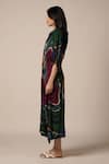 Buy_Advait_Blue Natural Crepe Print Abstract Collared Neck Umi Kimono Dress _Online_at_Aza_Fashions