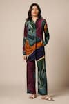 Buy_Advait_Multi Color Natural Crepe Print Abstract Swirl Collared Umi Shirt With Pant _at_Aza_Fashions