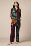 Advait_Multi Color Natural Crepe Print Abstract Swirl Collared Umi Shirt With Pant _Online_at_Aza_Fashions