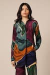 Buy_Advait_Multi Color Natural Crepe Print Abstract Swirl Collared Umi Shirt With Pant _Online_at_Aza_Fashions