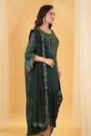 Shop_Archana Kochhar_Green Georgette Embroidery Flora And Sequin Kurta & Draped Dhoti Skirt Set _at_Aza_Fashions