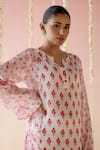 Buy_Nero India_Pink Cupro Satin Print Floral Notched Neck Butti Kurta With Pant _Online_at_Aza_Fashions