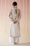 Shop_Nero India_Pink Kurta- Cotton Print Floral Paan Neck Butti With _at_Aza_Fashions