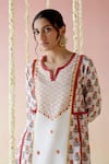 Buy_Nero India_Red Kurta Pure Cotton Print Floral Paan Neck Block Set _Online_at_Aza_Fashions