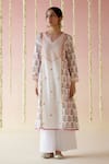 Buy_Nero India_Pink Kurta Pure Cotton Print Floral Paan Neck Block And Set _Online_at_Aza_Fashions