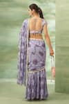 Shop_Seams Pret And Couture_Purple Georgette Printed Thread Plunge Kamal Pre-draped Saree With Blouse _at_Aza_Fashions