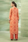 Shop_Seams Pret And Couture_Orange Crepe Printed Mirror V Neck Zeenat Tunic With Pant _at_Aza_Fashions