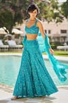 Buy_Seema Gujral_Blue Net Embroidered Beads Sweetheart Paisley Thread Blouse Sharara Set _Online_at_Aza_Fashions