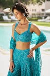 Shop_Seema Gujral_Blue Net Embroidered Beads Sweetheart Paisley Thread Blouse Sharara Set _Online_at_Aza_Fashions