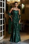 Buy_Seema Gujral_Emerald Green Net Embellished Crystal Linear Embroidered Kurta Sharara Set _at_Aza_Fashions