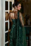 Seema Gujral_Emerald Green Net Embellished Crystal Linear Embroidered Kurta Sharara Set _Online_at_Aza_Fashions