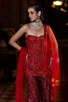 Shop_Seema Gujral_Red Net Embellished Sequin Sweetheart Embroidered Strapless Kurta Sharara Set _Online_at_Aza_Fashions