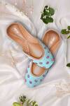 Buy_House Of Vitti India_Blue Embroidery Tiffany Juttis _at_Aza_Fashions
