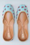 Shop_House Of Vitti India_Blue Embroidery Tiffany Juttis _at_Aza_Fashions