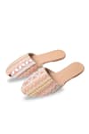 Shop_House Of Vitti India_Beige Embroidery Geometric Mules _at_Aza_Fashions
