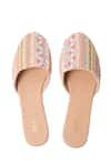 House Of Vitti India_Beige Embroidery Geometric Mules _Online_at_Aza_Fashions
