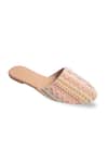 Shop_House Of Vitti India_Beige Embroidery Geometric Mules _Online_at_Aza_Fashions
