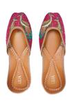 Shop_House Of Vitti India_Pink Embroidery Royal Peacock Juttis _at_Aza_Fashions