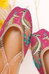 Buy_House Of Vitti India_Pink Embroidery Royal Peacock Juttis _Online_at_Aza_Fashions