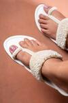 House Of Vitti India_Ivory Embroidery Pearl Kolhapuri Flats _at_Aza_Fashions