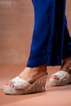 Buy_House Of Vitti India_Beige Embroidery Pearl Mirage Wedges _at_Aza_Fashions