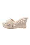 Shop_House Of Vitti India_Beige Embroidery Pearl Mirage Wedges _Online_at_Aza_Fashions