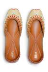 Shop_House Of Vitti India_Beige Embroidery Light Mimosa Juttis _at_Aza_Fashions