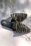 Buy_House Of Vitti India_Black Embroidery Safari Pattern Mules _at_Aza_Fashions