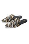 House Of Vitti India_Black Embroidery Safari Pattern Mules _Online_at_Aza_Fashions
