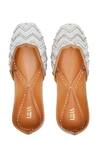 Shop_House Of Vitti India_Blue Embroidery Bluish White Chevron Juttis _at_Aza_Fashions
