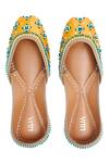Shop_House Of Vitti India_Yellow Embroidery Marigold Floret Juttis _at_Aza_Fashions