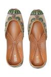 Shop_House of Vitti India_Evergreen Tribal Bloom Embroidered Juttis _at_Aza_Fashions