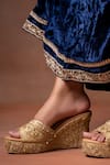 Buy_House of Vitti India_Zardozi Embroidered Wedges _at_Aza_Fashions