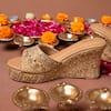 House of Vitti India_Zardozi Embroidered Wedges _Online_at_Aza_Fashions