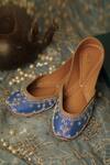 Buy_House of Vitti India_Blue Stone Icicle Embroidered Juttis _at_Aza_Fashions